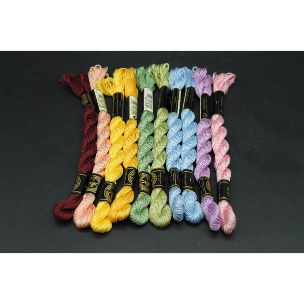 Lot of 10 DMC Perle Cotton Embroidery Floss Skeins Mixed Colors Size 5 France